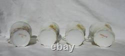 Antique German Porcelain Tea Cup Demitasse and Saucer Set of Four Marked Germany