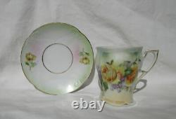 Antique German Porcelain Tea Cup Demitasse and Saucer Set of Four Marked Germany