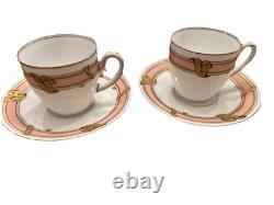 Antique Ginori Sevres Style Pink Gold Demitasse Cups & Saucers Driggs Boston 2
