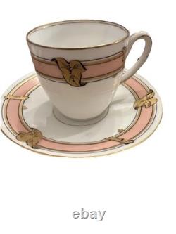 Antique Ginori Sevres Style Pink Gold Demitasse Cups & Saucers Driggs Boston 2