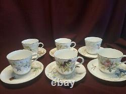 Antique HAVILAND LIMOGES Demitasse Cup Saucer Set of 6 Meadow Visitor