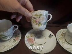 Antique HAVILAND LIMOGES Demitasse Cup Saucer Set of 6 Meadow Visitor