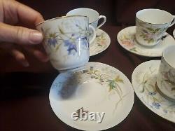 Antique HAVILAND LIMOGES Demitasse Cup Saucer Set of 6 Meadow Visitor