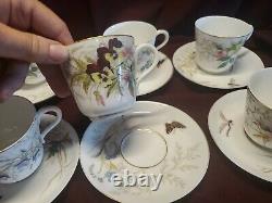 Antique HAVILAND LIMOGES Demitasse Cup Saucer Set of 6 Meadow Visitor