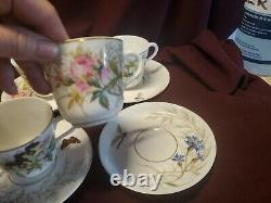 Antique HAVILAND LIMOGES Demitasse Cup Saucer Set of 6 Meadow Visitor