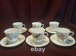 Antique HAVILAND LIMOGES Demitasse Cup Saucer Set of 6 Meadow Visitor