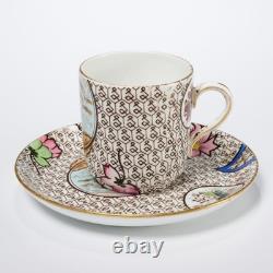 Antique Hand Painted English Porcelain Demitasse Espresso Cup Saucer 2-Pc. Lot