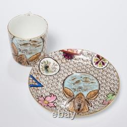 Antique Hand Painted English Porcelain Demitasse Espresso Cup Saucer 2-Pc. Lot