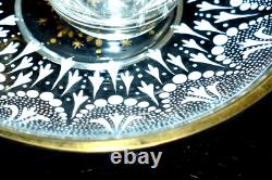 Antique Handmade Moser White Lace Guilt Trim Demitasse Cup and Saucer RARE