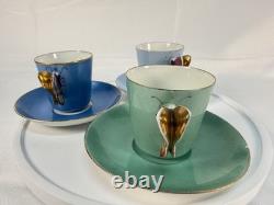 Antique Haviland Limoges Butterfly Handle Demitasse Cup Saucer Lot 3 H&Co 1880s Antique Haviland Limoges Butterfly Handle Demitasse Cup Saucer Lot 3 H&Co 1880s