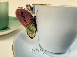 Antique Haviland Limoges Butterfly Handle Demitasse Cup Saucer Lot 3 H&Co 1880s
