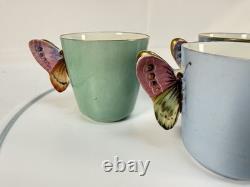 Antique Haviland Limoges Butterfly Handle Demitasse Cup Saucer Lot 3 H&Co 1880s