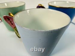 Antique Haviland Limoges Butterfly Handle Demitasse Cup Saucer Lot 3 H&Co 1880s
