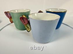 Antique Haviland Limoges Butterfly Handle Demitasse Cup Saucer Lot 3 H&Co 1880s