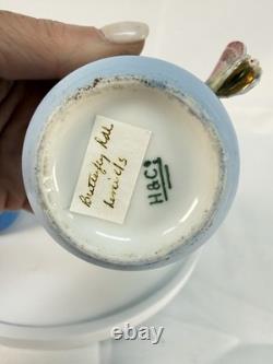 Antique Haviland Limoges Butterfly Handle Demitasse Cup Saucer Lot 3 H&Co 1880s