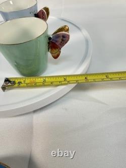Antique Haviland Limoges Butterfly Handle Demitasse Cup Saucer Lot 3 H&Co 1880s