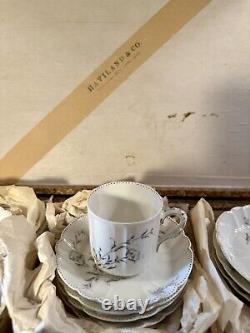 Antique Haviland Limoges Demitasse Cup & Saucer Set In Original Box with1878 Label