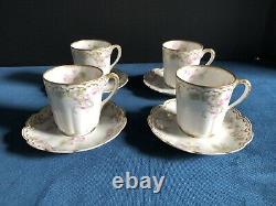 Antique Haviland Limoges Demitasse Cups and Saucers Early 1900s Set of 4