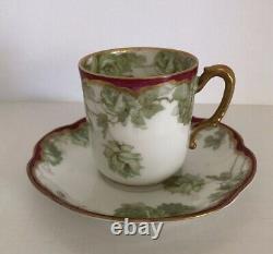 Antique Haviland Limoges France Drop Rose Demitasse Cup & Saucer (A)