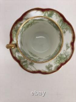 Antique Haviland Limoges France Drop Rose Demitasse Cup & Saucer (A)