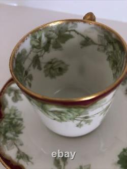 Antique Haviland Limoges France Drop Rose Demitasse Cup & Saucer (A)