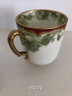 Antique Haviland Limoges France Drop Rose Demitasse Cup & Saucer (A)