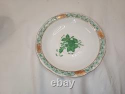 Antique Herend Chinese Bouquet Demitasse Set Green 6 Cups Saucers VGC