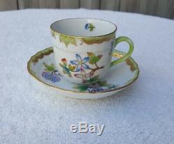 Antique Herend Hungary Mocha / Demitasse Cup & Saucer Queen Victoria