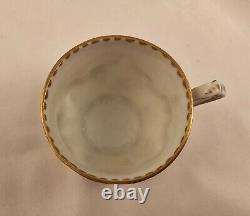 Antique Hirsch Dresden Demitasse Cup & Saucer, Garlands of Tiny Flowers