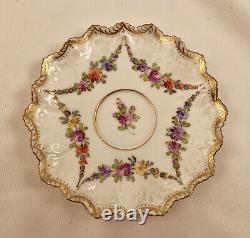 Antique Hirsch Dresden Demitasse Cup & Saucer, Garlands of Tiny Flowers