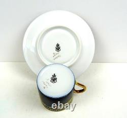 Antique Hutschenreuther Hohenberg Porcelain Blue 2 Demitasse Cup & Saucer 1901