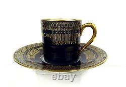 Antique Hutschenreuther Hohenberg Porcelain Blue 2 Demitasse Cup & Saucer 1901