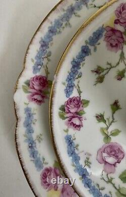 Antique J. P. Limoges France Demitasse Cup, Saucer & Bread Plate Set/4 Floral Rare