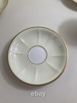Antique J Pouyat Limoges Stouffer Hand-Painted Demitasse Cup Set 6 Cups/Saucers