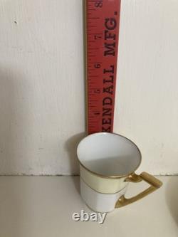 Antique J Pouyat Limoges Stouffer Hand-Painted Demitasse Cup Set 6 Cups/Saucers