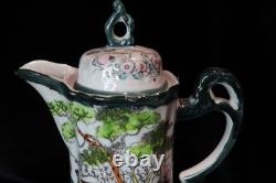 Antique Japanese Chocolate Coffee Pot 2 Demitasse Cups & Saucers 2 Shakers