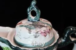 Antique Japanese Chocolate Coffee Pot 2 Demitasse Cups & Saucers 2 Shakers