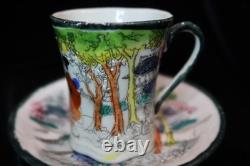 Antique Japanese Chocolate Coffee Pot 2 Demitasse Cups & Saucers 2 Shakers