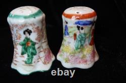 Antique Japanese Chocolate Coffee Pot 2 Demitasse Cups & Saucers 2 Shakers