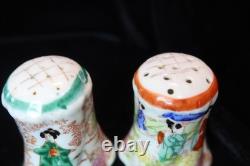 Antique Japanese Chocolate Coffee Pot 2 Demitasse Cups & Saucers 2 Shakers