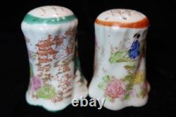 Antique Japanese Chocolate Coffee Pot 2 Demitasse Cups & Saucers 2 Shakers