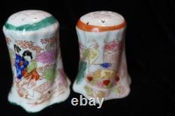 Antique Japanese Chocolate Coffee Pot 2 Demitasse Cups & Saucers 2 Shakers