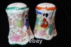 Antique Japanese Chocolate Coffee Pot 2 Demitasse Cups & Saucers 2 Shakers