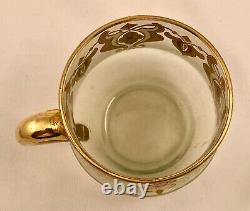 Antique Josphinenhutte Glass Demitasse Cup & Saucer, Enameled, Hand Blown