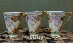 Antique Julius H. Brauer Hand-Painted Pedestal Chocolate Cup & Saucer