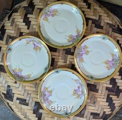 Antique Julius H. Brauer Hand-Painted Pedestal Chocolate Cup & Saucer