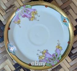Antique Julius H. Brauer Hand-Painted Pedestal Chocolate Cup & Saucer