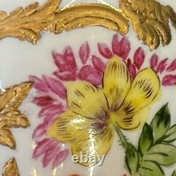 Antique KPM Demitasse Cup & Saucer Set Floral Raised Gold Germany 1870s