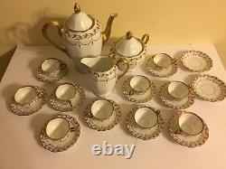 Antique KPM Rubens Porcelain Teapot Creamer Sugar Demitasse Cups And Saucers