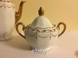 Antique KPM Rubens Porcelain Teapot Creamer Sugar Demitasse Cups And Saucers